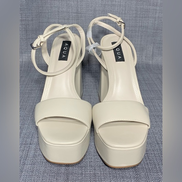 AQUA Cher Ankle Strap Platform High Heel Sandals Ivory Size 9.5 - Picture 3 of 7